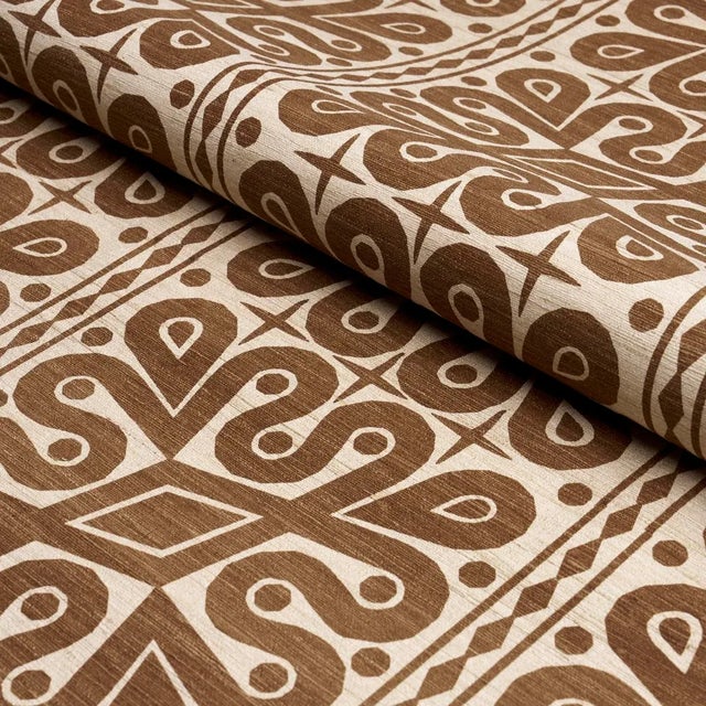 Schumacher Schumacher x Celerie Kemble Borneo Silk Fabric in Brown For Sale - Image 4 of 4