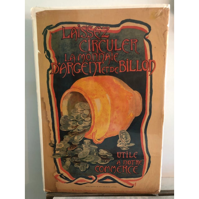 Paper Antique French Ww1 1917 Poster, "Laissez Circuler La Monnaie" For Sale - Image 7 of 7