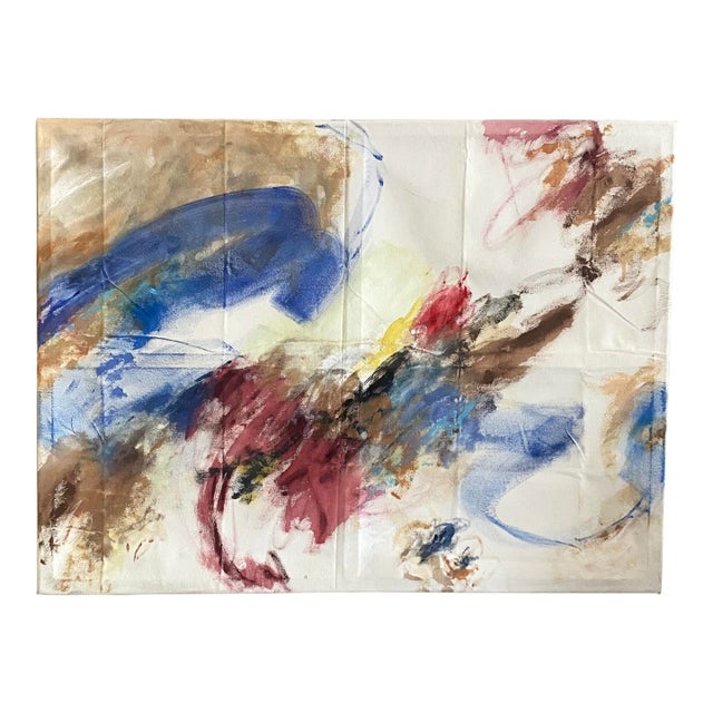 Abstract Expressionist Painting on Raw Canvas For Sale