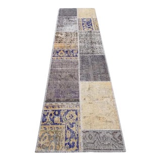 Grey & Beige Vintage Oushak Runner For Sale