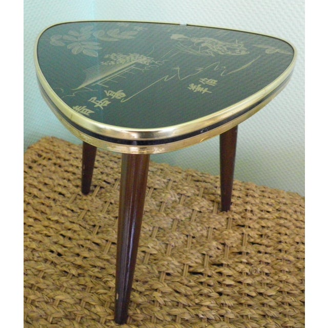 Tripod Side Table with Japanese-Inspired Decor, 1960s For Sale - Image 6 of 9