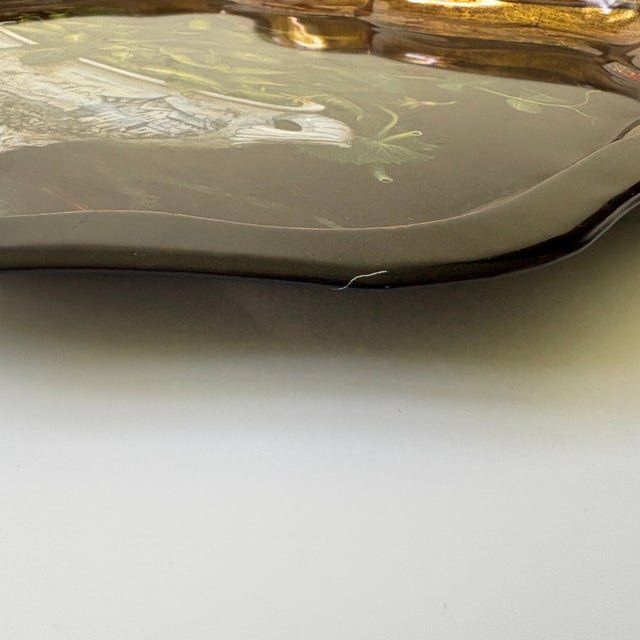 Black Keller Charles Toleware Serving Tray With Stephanie Hoppen Artwork Featuring Blue and White Porcelain For Sale - Image 8 of 11