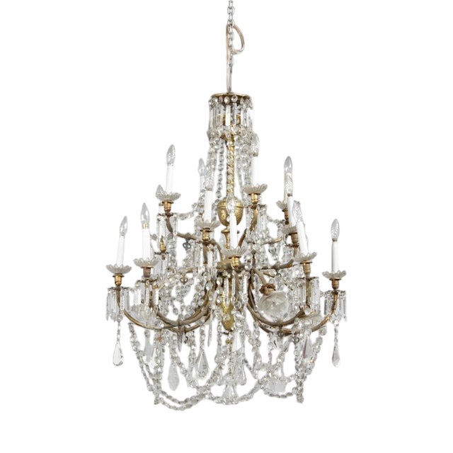 Louis XV Brass & Glass Chandelier, 1890s For Sale