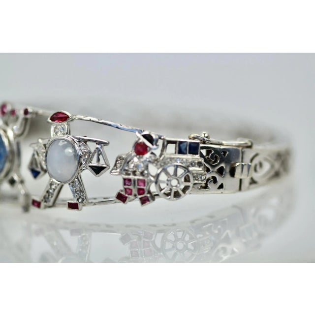 Art Deco 1930s Art Deco Platinum Charms on Bracelet For Sale - Image 3 of 5