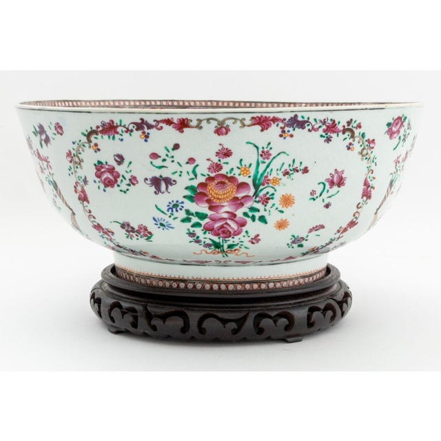 Chinese Chinese Export Famille Rose Porcelain Punch Bowl For Sale - Image 3 of 7