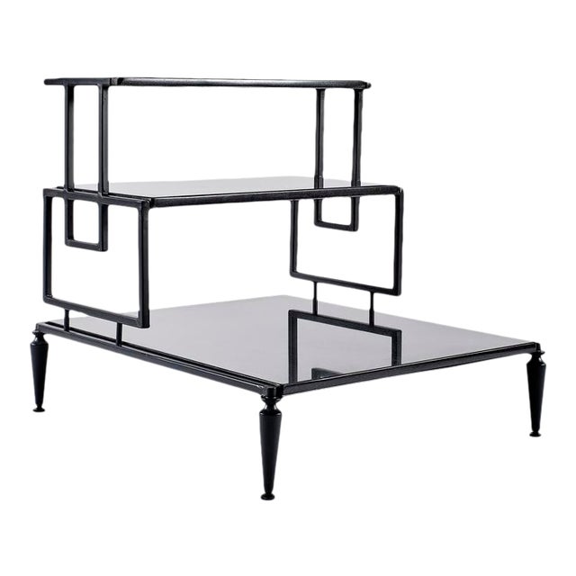 Global Views 3 Tier Granite & Metal End Table For Sale