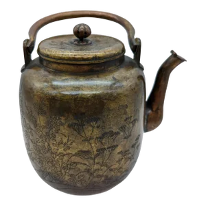 Antique Edo Period Bronze Water Pitcher in Sen Rikyu's Style
