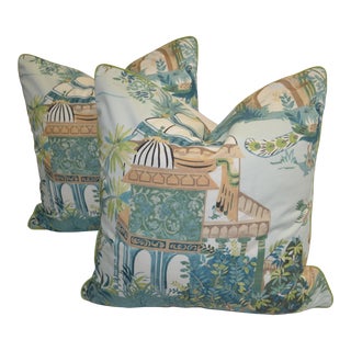 Contemporary Thibaut Mystic Garden 22x22 Pillows - a Pair For Sale
