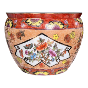 Vintage Moriage Gilt Chinese Fish Bowl Cache Pot