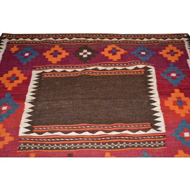 Vintage Afghan Professional Hand Knotted Kilim, 3'8x3'10 For Sale - Image 4 of 4