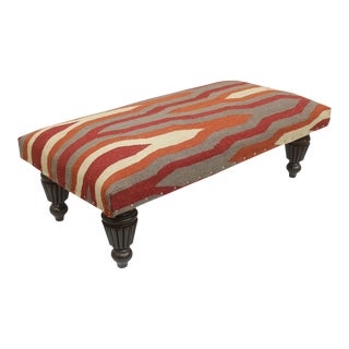 Modern Handmade Kilim Upholstered Ottoman For Sale