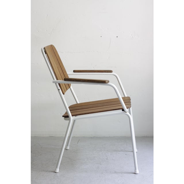 Mid-Century Modern Daneline Garden Chairs in Tubular Steel and Teak, 1970s, Set of 4 For Sale - Image 13 of 14