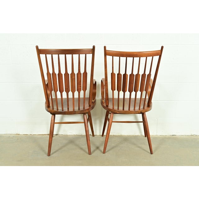 Brown Kipp Stewart for Drexel Declaration Sculpted Walnut Armchairs, Pair For Sale - Image 8 of 10