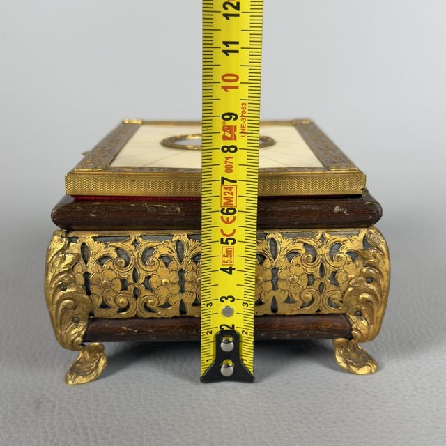 Antique Wooden Jewelry Box with Gilded Brass, 1890s For Sale - Image 13 of 14