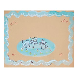 1930s Helen Malta Kitten Painting For Sale