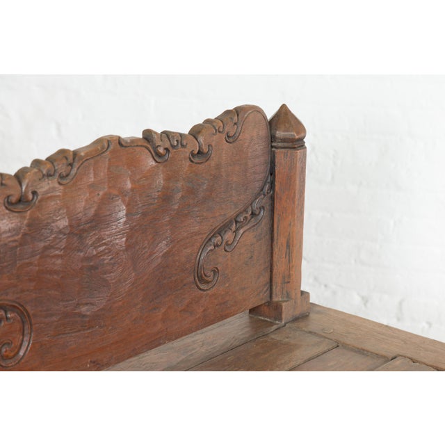 Javanese 19th Century Teak Wood Daybed with Storage and Hand Woven Rattan For Sale - Image 9 of 12