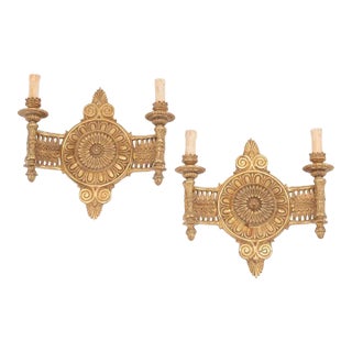 Pair of Early 20th Century French Art Deco-Style Bronze Wall Sconces For Sale