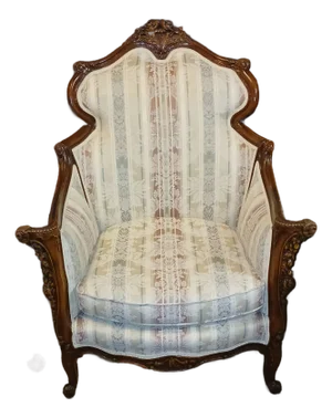 Early 20th Century Oversized Carved Walnut Louis Xv Bergere Chair