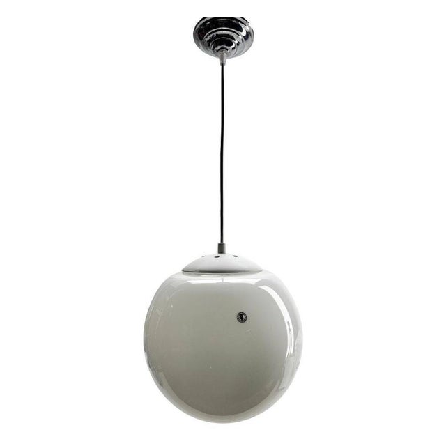 Dutch Pendant Lamp with a Globular Opaline Shade, 1960s For Sale - Image 3 of 15