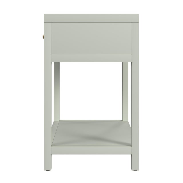 2020s Nora 30 in. W Rectangular Wood 1 Drawer Wide Nightstand with Lower Open Shelf, Sage Green For Sale - Image 5 of 8