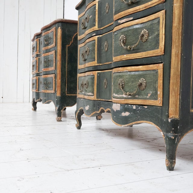 Wood Vintage Painted Wooden Crossbow Chests of Drawers, 1920 For Sale - Image 7 of 13