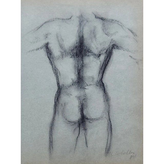 Luis Caballero (1943–1995), Charcoal Male Nude Drawing, Colombia For Sale - Image 4 of 5