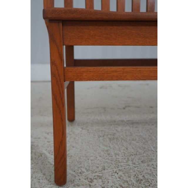 Arts and Crafts Style Solid Oak Slat Back Bench For Sale - Image 11 of 18