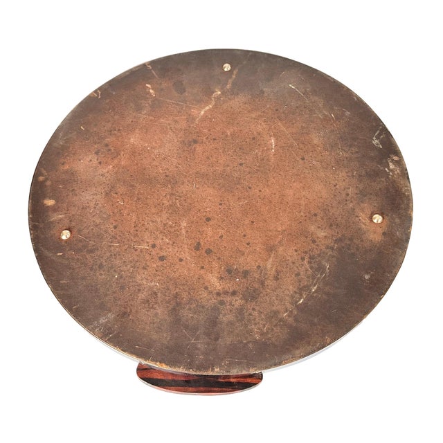 Art Deco Metal and Brown Wood Tray with Handles and Mirror, France, 1930 For Sale