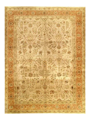 Beige Color Fine Hand Knotted Tabriz 10'5'' X 13'8''