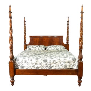 King Size Mahogany Plantation Poster Bed by Leighton Hall For Sale