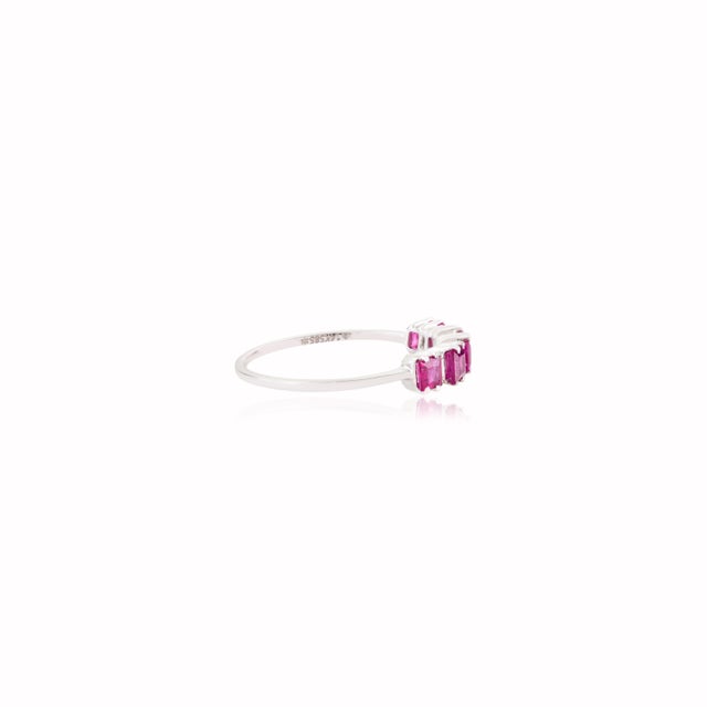 Not Yet Made - Made To Order Square Cut Natural Ruby & Diamond Geometric Stacking Ring Size 7 in 14k Gold For Sale - Image 5 of 13