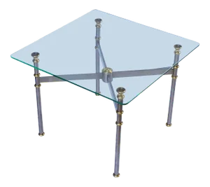 French Low Table of Steel and Brass