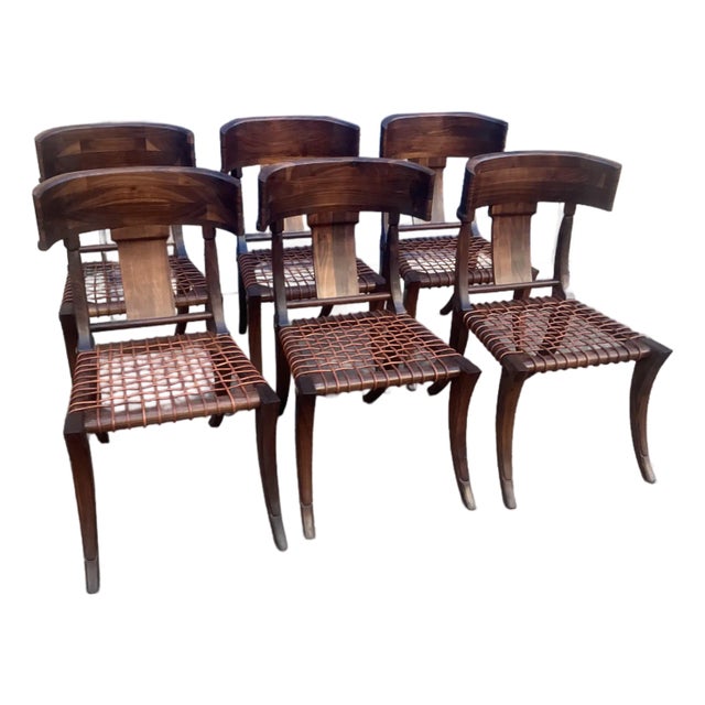 Mid Century Modern Solid Walnut Klismos Dining Chairs For Sale
