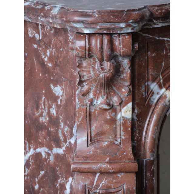 Antique French Rouge Royal Marble Fireplace For Sale - Image 6 of 10