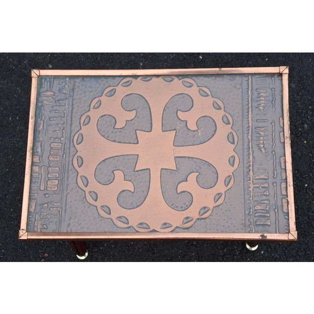 Late 20th Century Gothic Revival Style Copper Clad Wood and Brass Side Table For Sale In Washington DC - Image 6 of 7