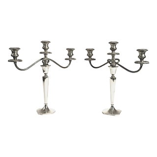 1960s Pair of Cartier Sterling Silver Candlesticks & Gorham Manufacturing Company Three-Light Candelabra For Sale
