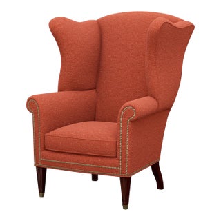 English Traditional Upholstered Wingback Chair For Sale