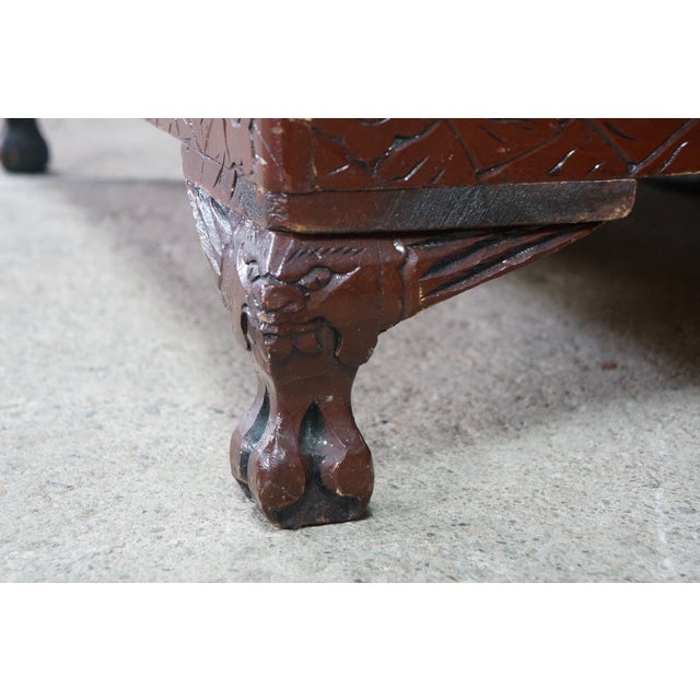 Mid Century Chinese Carved Elm Trunk Hope Chest Coffee Table Camphor Chinoiserie For Sale - Image 15 of 18