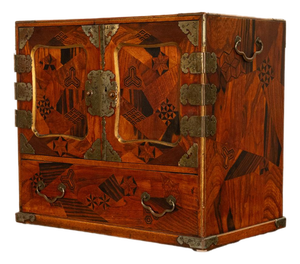 Antique Japanese Meiji Kodansu Tansu Marquetry Table Cabinet Jewelry Chest 1880