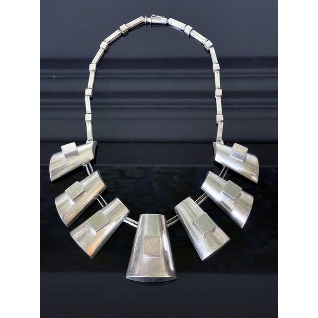 Silver Modern Sculptural Sterling Silver Necklace Graziella Laffi For Sale - Image 8 of 14