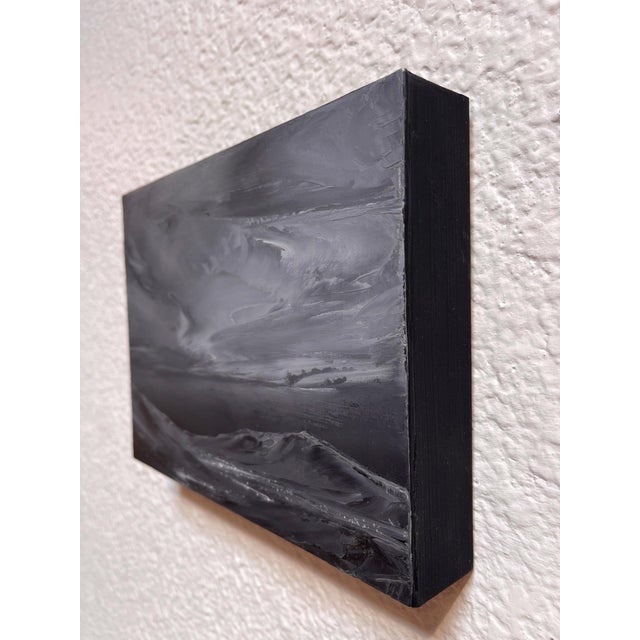 There that yet may be by Todd Carpenter | Oil on Board Abstract landscape with dark clouds and mountains. For Sale - Image 4 of 5