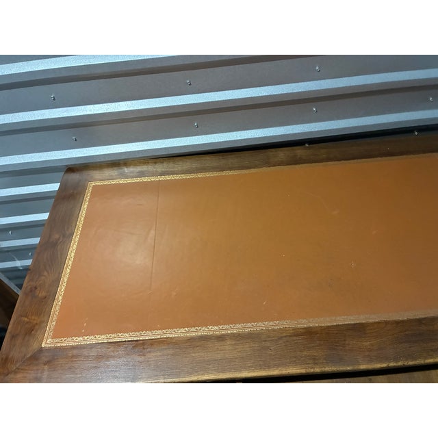 Burnt Umber Large French Fruitwood Desk W/Leather Top For Sale - Image 8 of 9