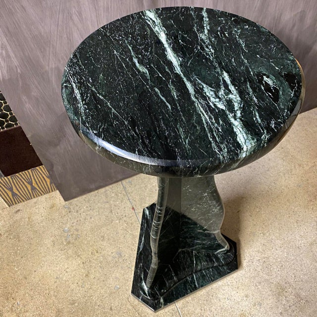 Verdi Alpi Marble Art Nouveau Style Short Pedestal For Sale - Image 10 of 15