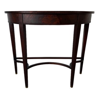 Antique George III Mahogany Demi-Lune Console Table With Drawer For Sale