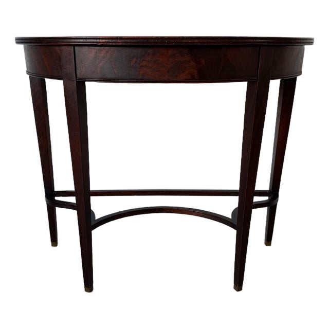 Antique George III Mahogany Demi-Lune Console Table With Drawer For Sale
