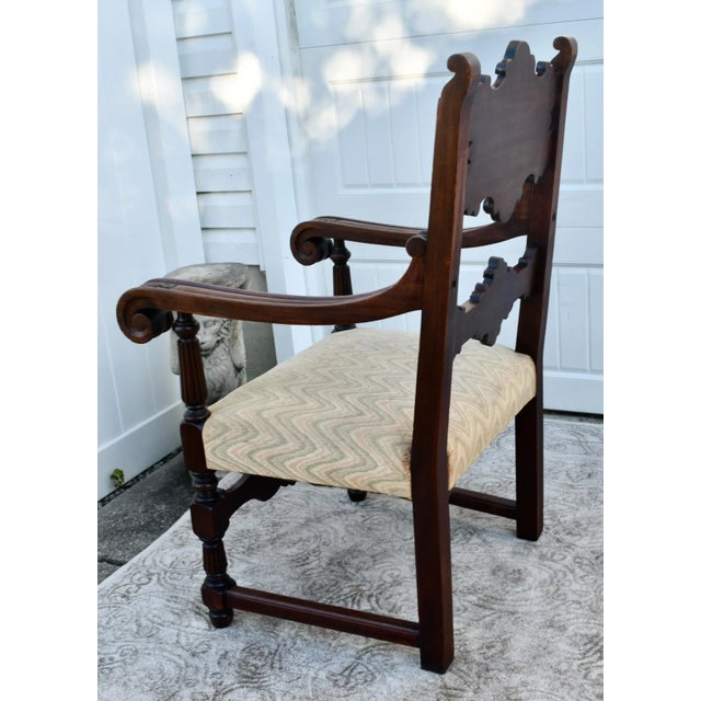 Carved Walnut Tudor Armchair Jacobean Throne Chair Circa 1900 Ornate For Sale - Image 10 of 12