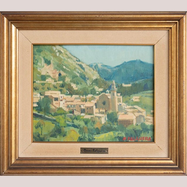 Oscar Falguera, Mountain Village Near Tarragona, Spain, 1990s, Oil on Canvas, in Good conditions. Designed 1990 to 1999