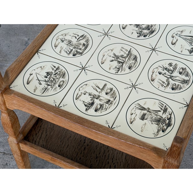 Mid-Century Modern Vintage Danish Oak Tile-Top Bar Trolley by Henning Kjærnulf, 1960s For Sale - Image 3 of 9