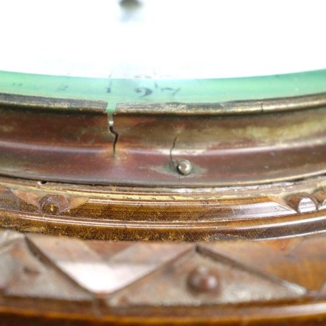 Wood Antique Victorian Eastlake Style Carved Oak Aneroid Barometer C1900 For Sale - Image 7 of 7
