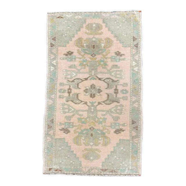 Turkish Mini Rug Oriental Hand Knotted Vintage Rug 1'9" x 2'11" #17947 For Sale